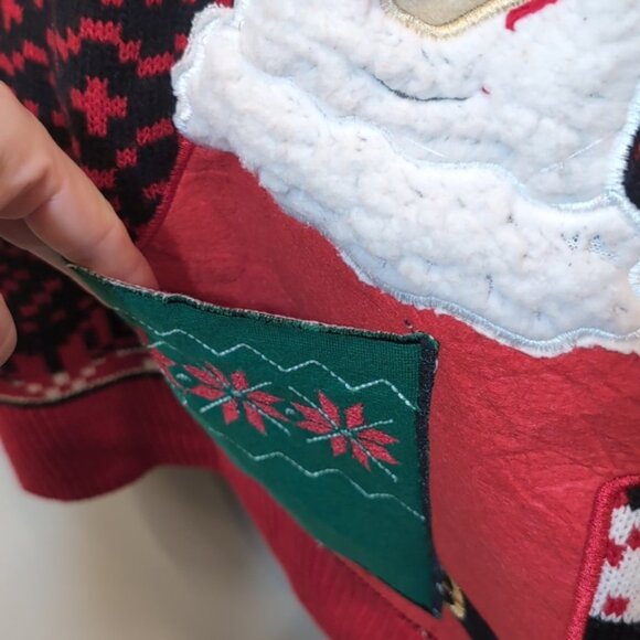 Ugly Christmas Sweater Fleece Llama Holiday Party Funny Drink Holder Pocket Knit - Picture 4 of 13